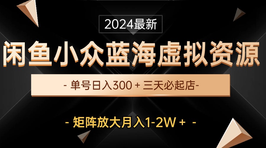 (10336期)最新闲鱼小众蓝海虚拟资源,单号日入300+,三天必起店,矩阵放大月入1-2W-资源宝库