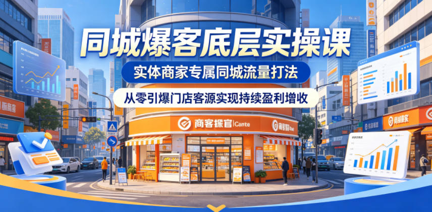 同城爆客底层实操课，实体商家专属同城流量打法，从零引爆门店客源实现持续盈利增收-资源宝库