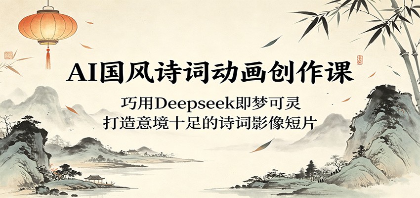 AI国风诗词动画创作课：巧用Deepseek即梦可灵，打造意境十足的诗词影像短片-资源宝库