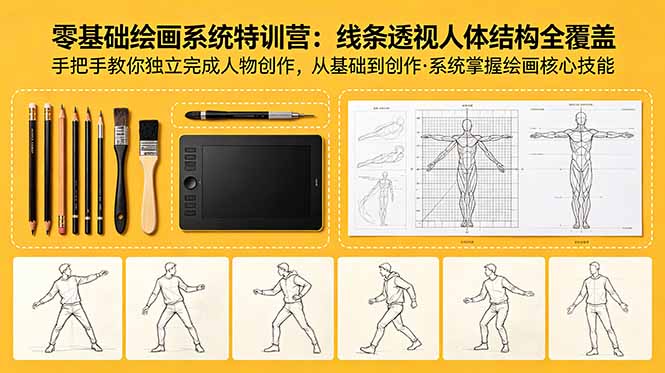 零基础绘画系统特训营：线条透视人体结构全覆盖，手把手教你独立完成人物创作-资源宝库