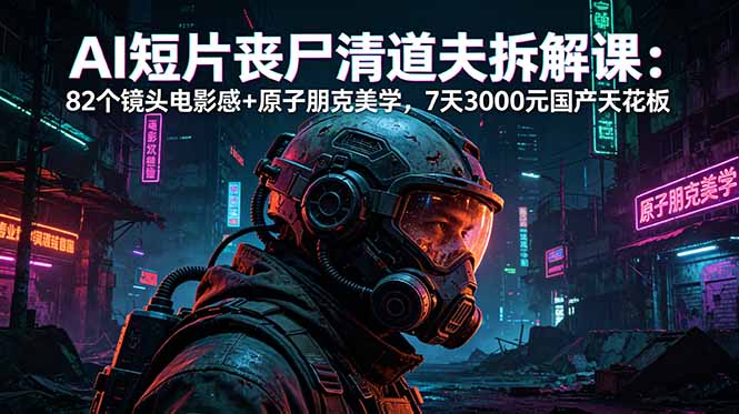 AI短片《丧尸清道夫》拆解课：82个镜头电影感+原子朋克美学，7天3000元国产天花板-资源宝库