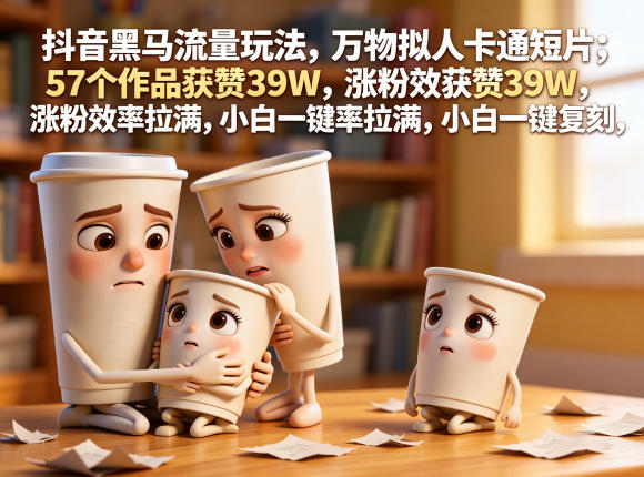 抖音黑马流量玩法，万物拟人卡通短片，57个作品获赞39W，涨粉效率拉满，小白一键复刻，保姆级拆解-资源宝库