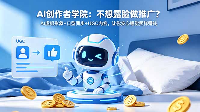 AI创作者学院：不想露脸做推广？AI虚拟形象+口型同步+UGC内容，让你安心睡觉照样赚钱-资源宝库
