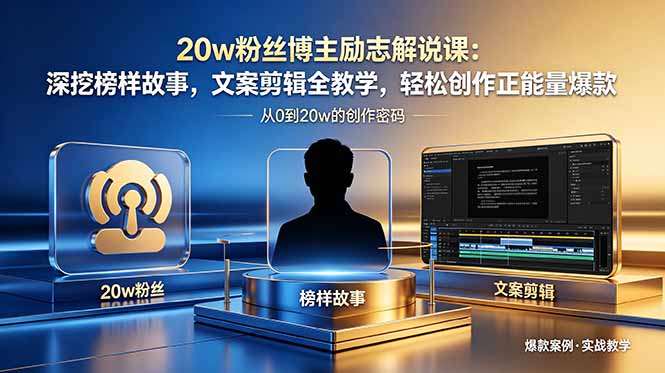 20w粉丝博主励志解说课：深挖榜样故事，文案剪辑全教学，轻松创作正能量爆款-资源宝库
