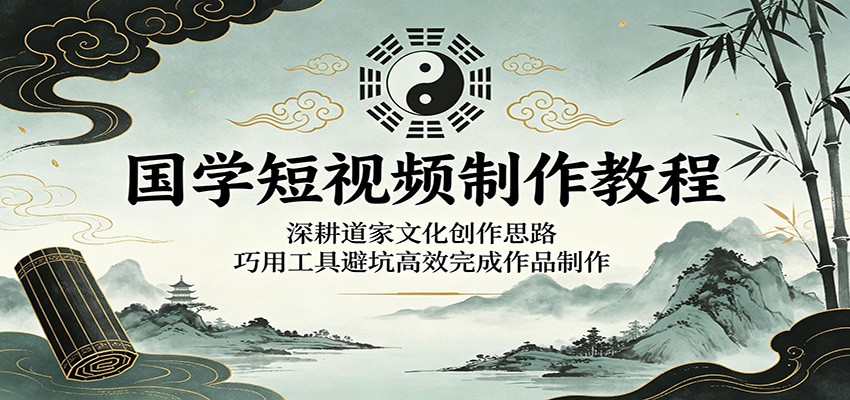 国学短视频制作教程：深耕道家文化创作思路，巧用工具避坑高效完成作品制作-资源宝库