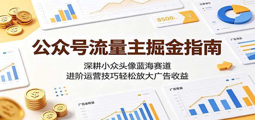 公众号流量主掘金指南：深耕小众头像蓝海赛道，进阶运营技巧轻松放大广告收益-资源宝库