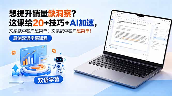 想提升销量缺洞察？这课给 20 + 技巧 + AI 加速，文案戳中客户超简单！【原创双语字幕】-资源宝库