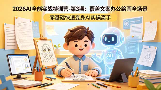 2026AI全能实战特训营-第3期：覆盖文案办公绘画全场景 零基础快速变身AI实操高手-资源宝库