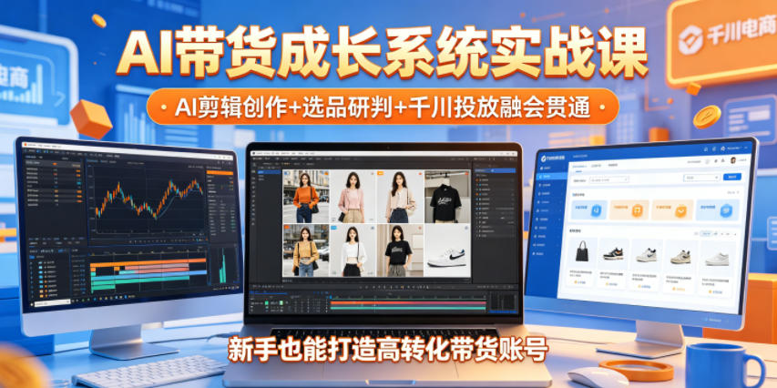 AI带货成长系统实战课，AI剪辑创作+选品研判+千川投放融会贯通，新手也能打造高转化带货账号(更新2026年)-资源宝库