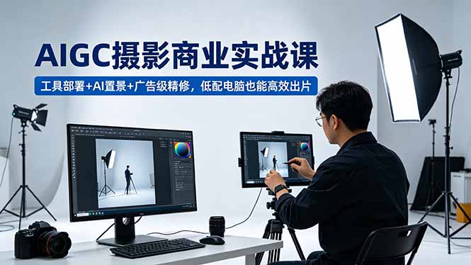 AIGC 摄影商业实战课，工具部署+AI置景+广告级精修，低配电脑也能高效出片-资源宝库
