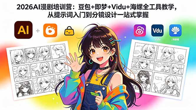 2026AI漫剧培训营：豆包+即梦+Vidu+海螺全工具教学，从提示词入门到分镜设计一站式掌握-资源宝库