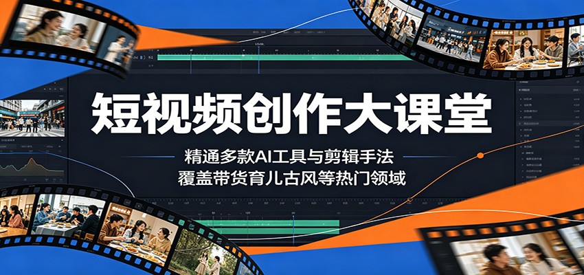 短视频创作大课堂：精通多款AI工具与剪辑手法，覆盖带货、育儿、古风等热门领域-资源宝库