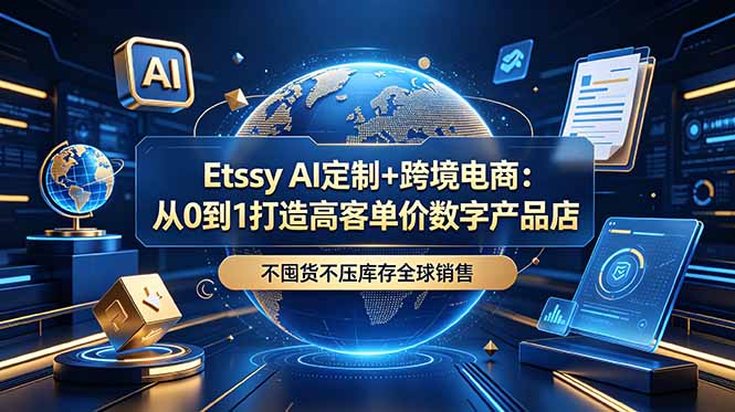 Etsy AI定制+跨境电商：从0到1打造高客单价数字产品店，不囤货不压库存全球销售-资源宝库