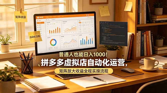 普通人也能日入 1000！拼多多虚拟店自动化运营，矩阵放大收益全程实操流程-资源宝库