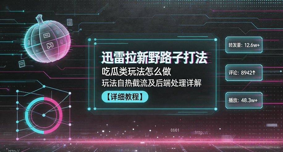 迅雷拉新野路子打法，吃瓜类玩法怎么做，玩法自热截流及后端处理详解-资源宝库