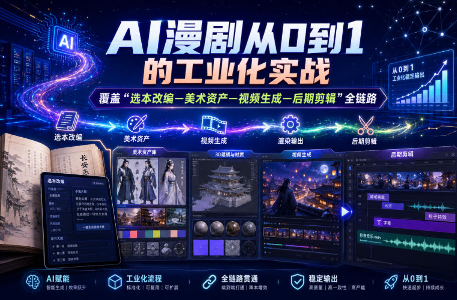 AI漫剧从0到1的工业化实战，覆盖“选本改编—美术资产—视频生成—后期剪辑”全链路(更新6月)-资源宝库
