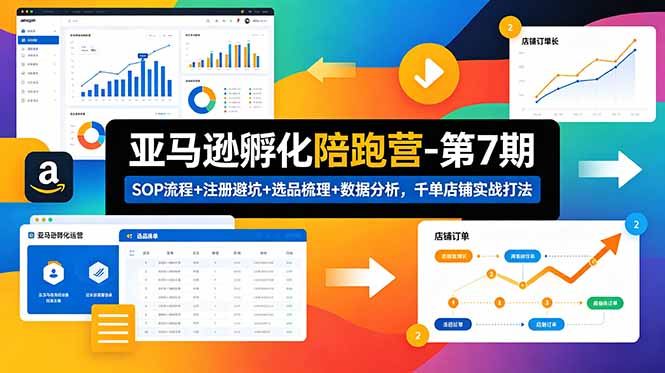 亚马逊孵化陪跑营-第7期：SOP流程+注册避坑+选品梳理+数据分析，千单店铺实战打法(更新0625-资源宝库