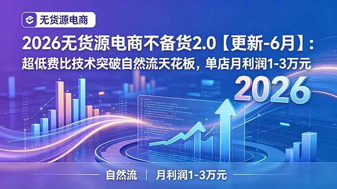 2026无货源电商不备货2.0【更新-6月】：超低费比技术突破自然流天花板，单店月利润1-3万元-资源宝库