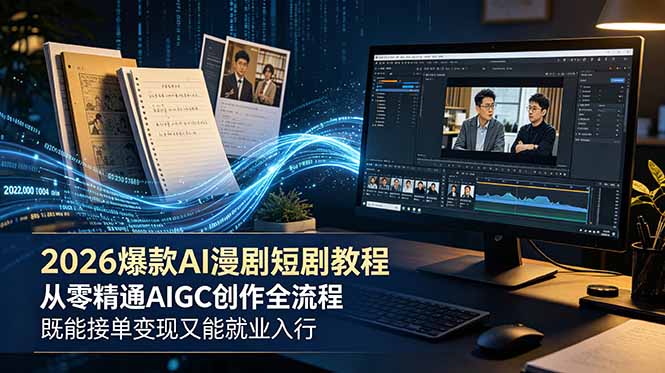 2026 爆款 AI 漫剧短剧教程 从零精通 AIGC 创作全流程 既能接单变现又能就业入行-资源宝库