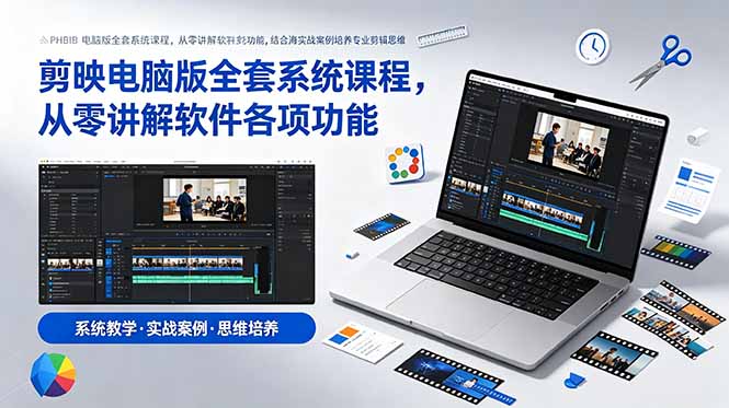 剪映电脑版全套系统课程，从零讲解软件各项功能，结合海量实战案例培养专业剪辑思维-资源宝库
