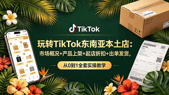 玩转TikTok东南亚本土店：市场概况+产品上架+起店折扣+出单发货，从0到1全套实操教学-资源宝库
