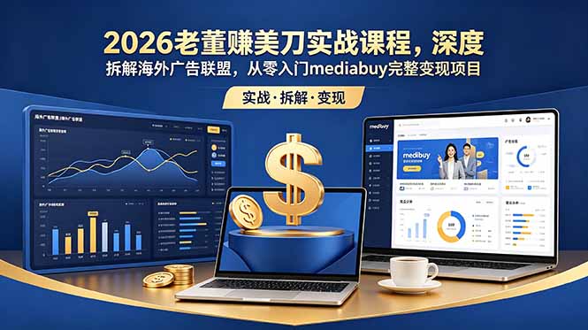 2026老董赚美刀实战课程，深度拆解海外广告联盟，从零入门mediabuy完整变现项目-资源宝库