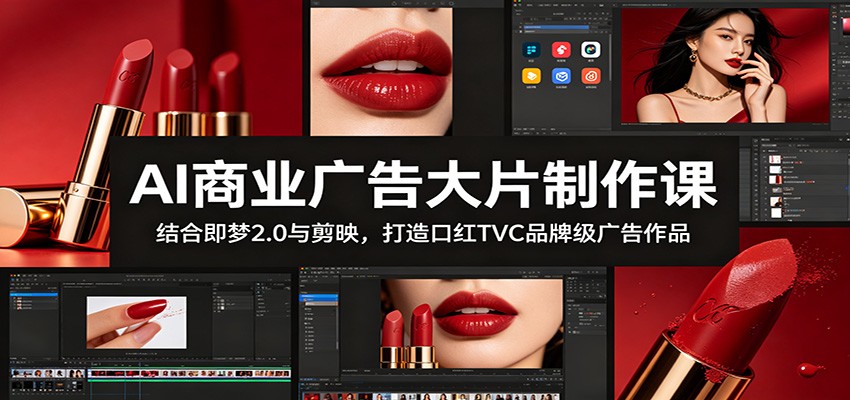 AI商业广告大片制作课：结合即梦2.0与剪映，打造口红TVC品牌级广告作品-资源宝库