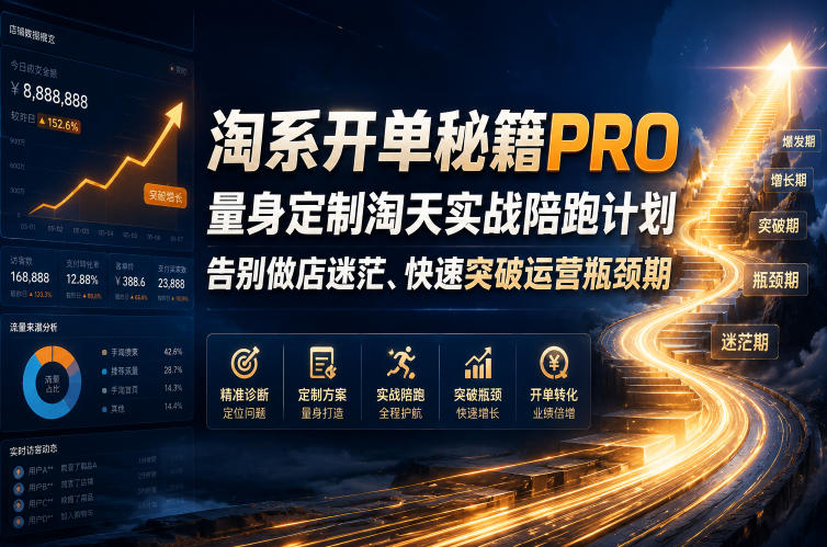 淘系开单秘籍PRO，量身定制淘天实战陪跑计划，告别做店迷茫、快速突破运营瓶颈期(2026年6月11)-资源宝库