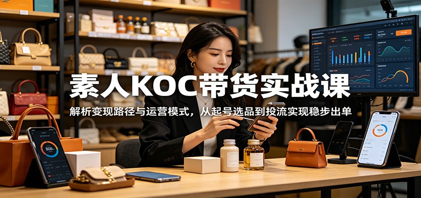 素人KOC带货实战课：解析变现路径与运营模式，从起号选品到投流实现稳步出单-资源宝库