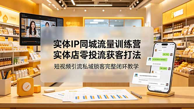 实体IP同城流量训练营：实体店零投流获客打法，短视频引流私域锁客完整闭环教学-资源宝库