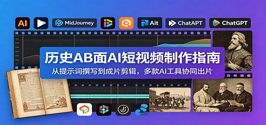 历史AB面AI短视频制作指南：从提示词撰写到成片剪辑，多款AI工具协同出片-资源宝库