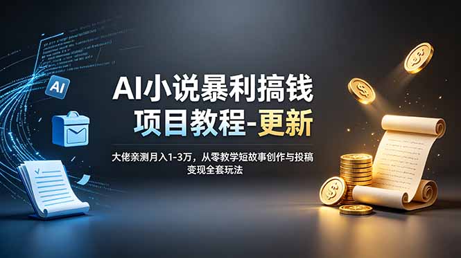 AI小说暴利搞钱项目教程-更新，大佬亲测月入1-3万，从零教学短故事创作与投稿变现全套玩法-资源宝库