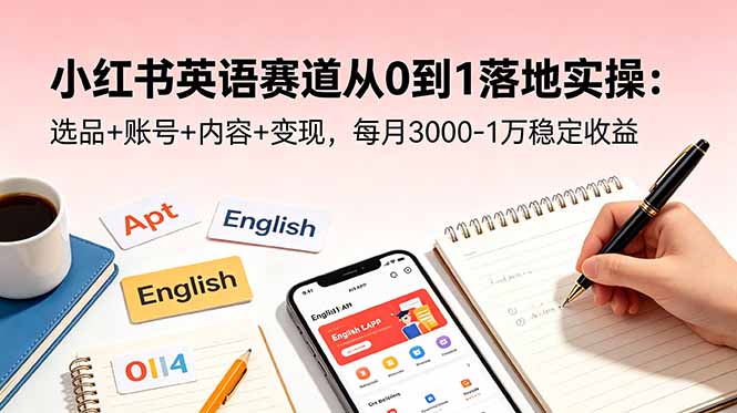 小红书英语赛道从0到1落地实操：选品+账号+内容+变现，每月3000-1万稳定收益-资源宝库