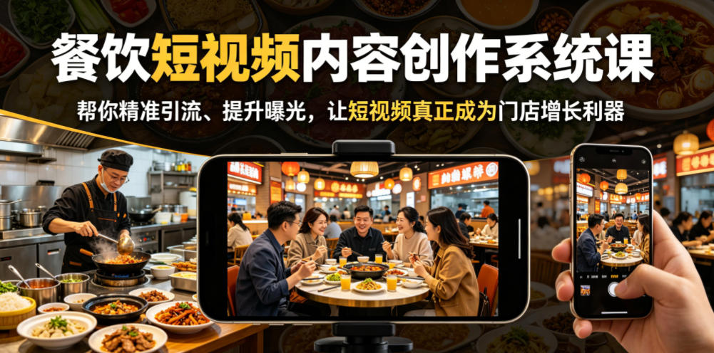 餐饮短视频内容创作系统课，帮你精准引流、提升曝光，让短视频真正成为门店增长利器-资源宝库