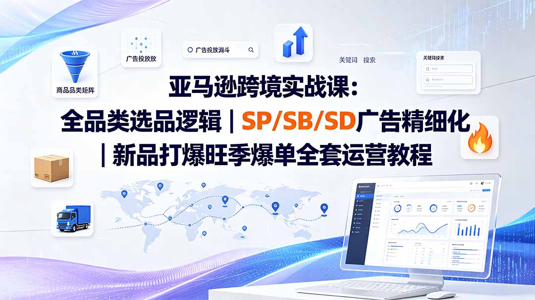 亚马逊跨境实战课-更新：全品类选品逻辑｜SP/SB/SD广告精细化｜新品打爆旺季爆单全套运营教程-资源宝库