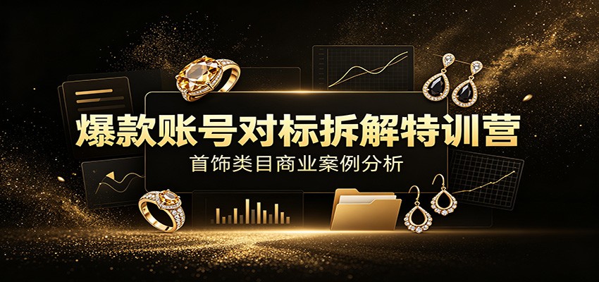 爆款账号对标拆解特训营：首饰类目商业案例分析，配套完整资料内容-资源宝库