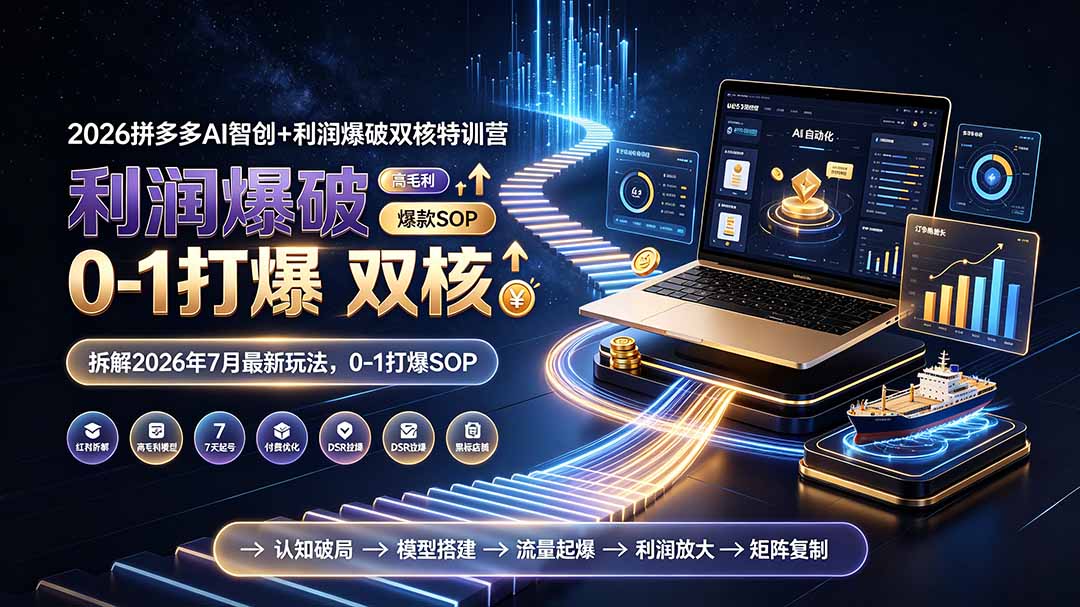 2026拼多多AI智创+利润爆破双核特训营-更新：拆解2026年7月最新玩法，0-1打爆SOP-资源宝库