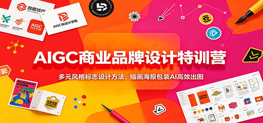 AIGC商业品牌设计特训营：多元风格标志设计方法，插画海报包装AI高效出图-资源宝库