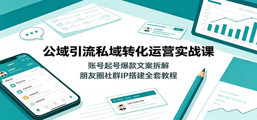 公域引流私域转化运营实战课：账号起号爆款文案拆解，朋友圈社群IP搭建全套教程-资源宝库
