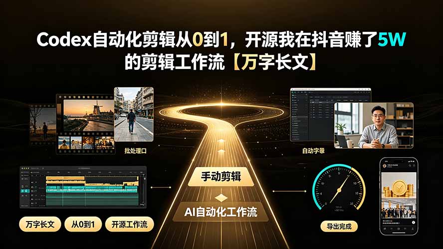 Codex自动化剪辑从0到1，开源我在抖音赚了5W 的剪辑工作流【万字长文】-资源宝库