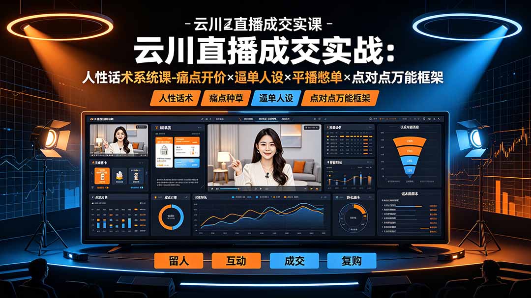 云川直播成交实战：人性话术系统课-痛点种草×塑品开价×逼单人设×平播憋单×点对点万能框架-资源宝库