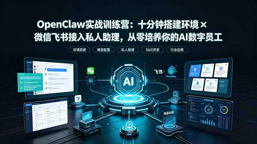 OpenClaw实战特训营：十分钟搭建环境×微信飞书接入私人助理，从零培养你的AI数字员工-资源宝库