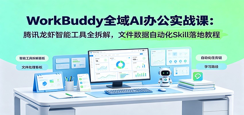 WorkBuddy全域AI办公实战课：腾讯龙虾智能工具全拆解，文件数据自动化Skill落地教程-资源宝库