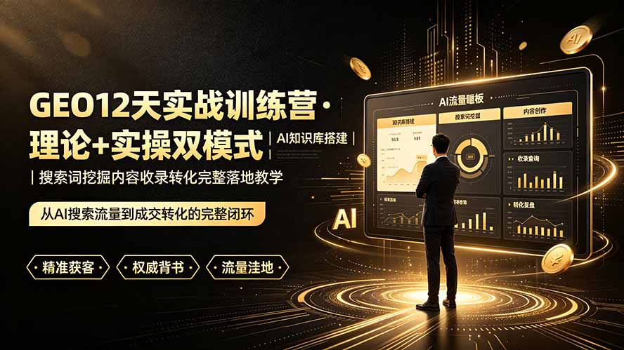 GEO12天实战训练营·理论+实操双模式｜AI知识库搭建｜搜索词挖掘内容收录转化完整落地教学-资源宝库