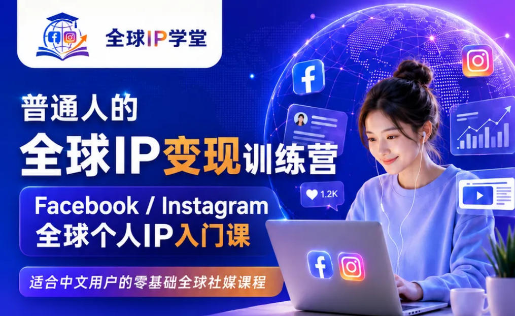 普通人的全球IP变现训练营，Facebook/Instagram全球个人IP入门课，零基础全球社媒课程-资源宝库