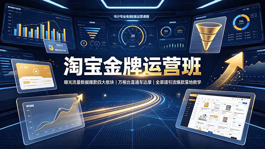 淘宝金牌运营班-7月：曝光流量数据爆款四大板块｜万相台直通车达摩｜全渠道引流爆款落地教学-资源宝库