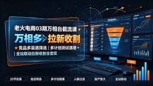 老火电商03期万相台截流课：竞品多渠道筛选｜多计划测试递增｜全站联动拉新收割全套实操教学-资源宝库