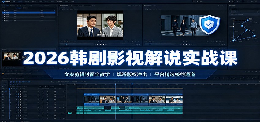2026韩剧影视解说实战课：文案剪辑封面全教学，规避版权冲击平台精选签约通道-资源宝库