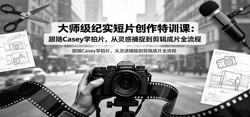 大师级纪实短片创作特训课：跟随Casey学拍片，从灵感捕捉到剪辑成片全流程-资源宝库
