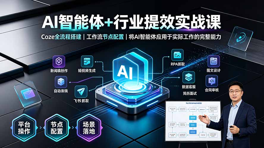 AI智能体+行业提效实战课·Coze全流程搭建｜工作流节点配置｜将AI智能体应用于实际工作的完整能力-资源宝库